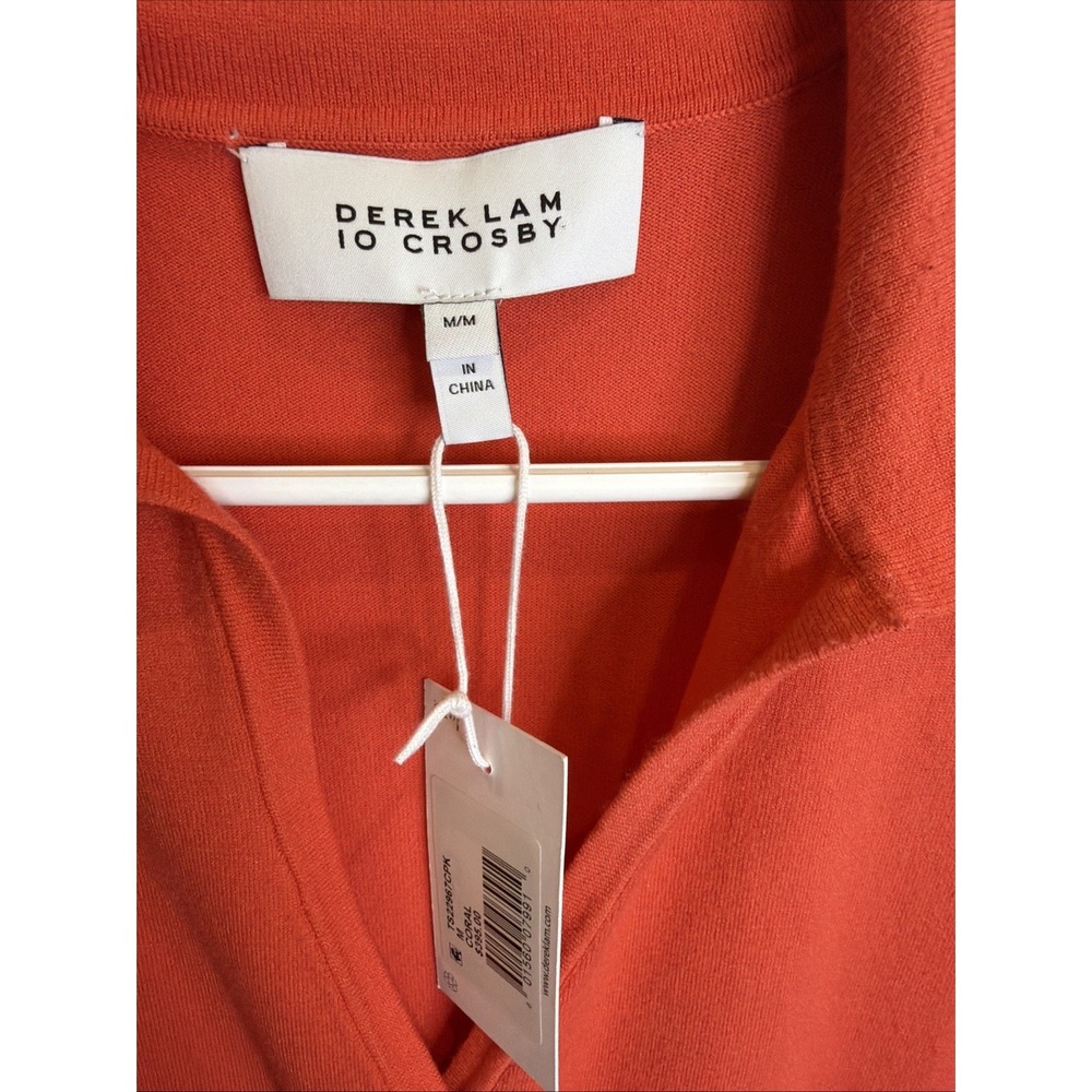Derek Lam 10 Crosby Raylen Twist Short Sleeve Orange Sweater Dress Size Medium - Picture 8 of 10